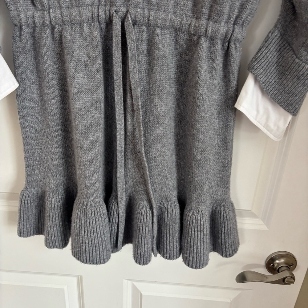 cinq a sept Gray Knit Sweater Dress with White Collar & Cuffs - Picture 6 of 14